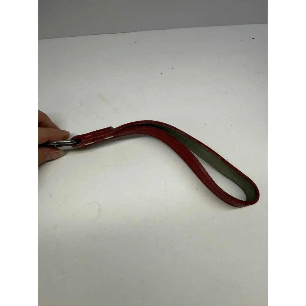 Heavy Duty Metal Chain Dog Leash Red Padded Leather Handle Swivel Bolt 41